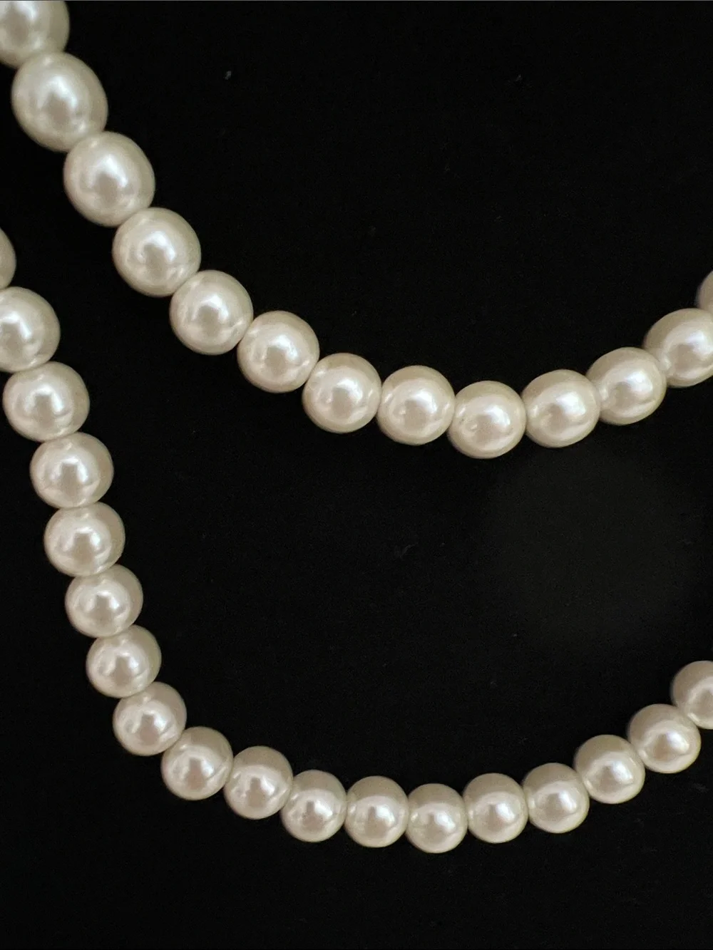 Long Faux Pearl Strand Necklace in Cream - Vintage